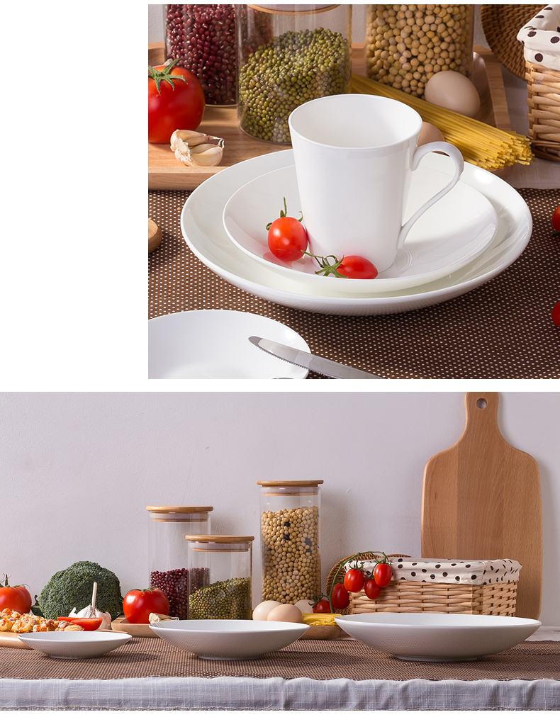 Hotel tableware home plate round big soup plate, 0 creative ceramic plate, the pure white ipads China plates