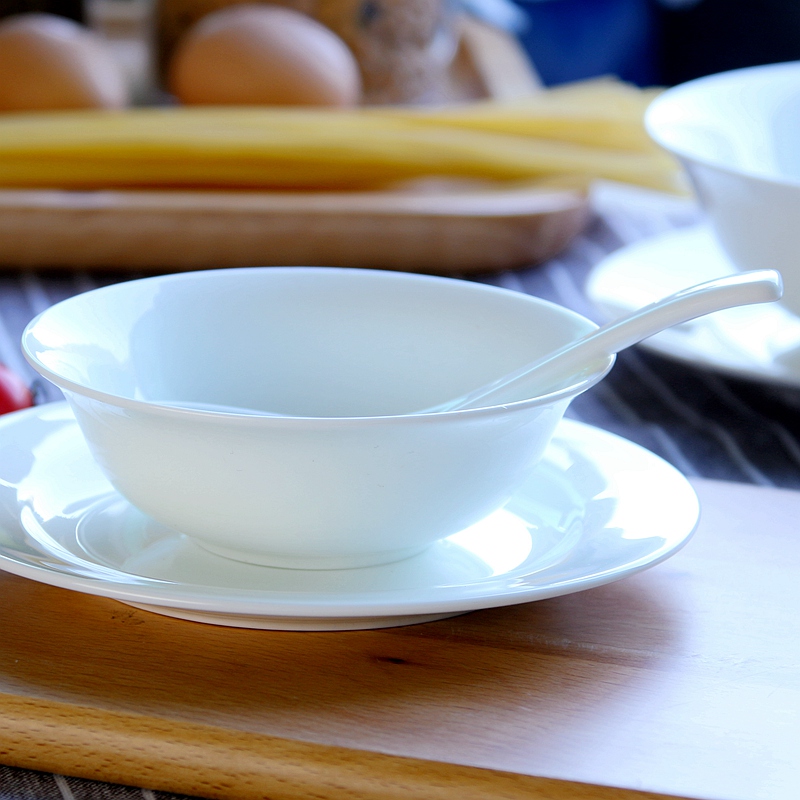 Jingdezhen pure white household small ipads bowls bowl of shark fin soup bowl of ceramic tableware rainbow such as bowl Chinese rice bowls microwave oven