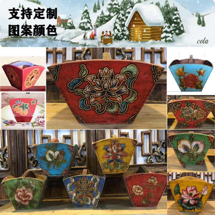 Neoclassical painted rice bucket liter storage box key box desktop decoration wedding decoration tribute plate Fengshui decoration