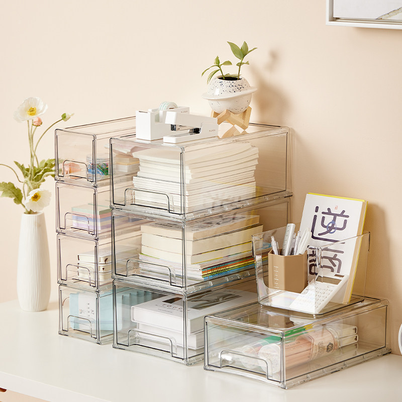 Drawer storage box desktop cosmetics student dormitory stationery finishing box acrylic transparent desk office