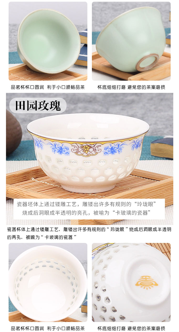 Leopard lam, kung fu small ceramic cups of tea light bowl home a single master sample tea cup purple sand cup blue and white porcelain tea