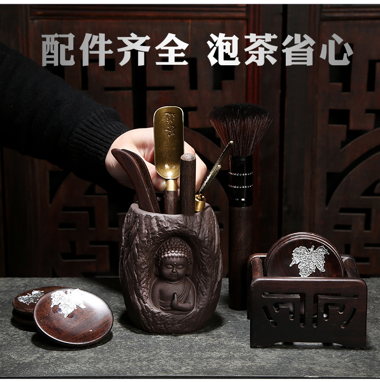 Leopard lam, celadon ceramic bamboo tea sets tea tray accessories kung fu tea special tea six gentleman 's suit accessories