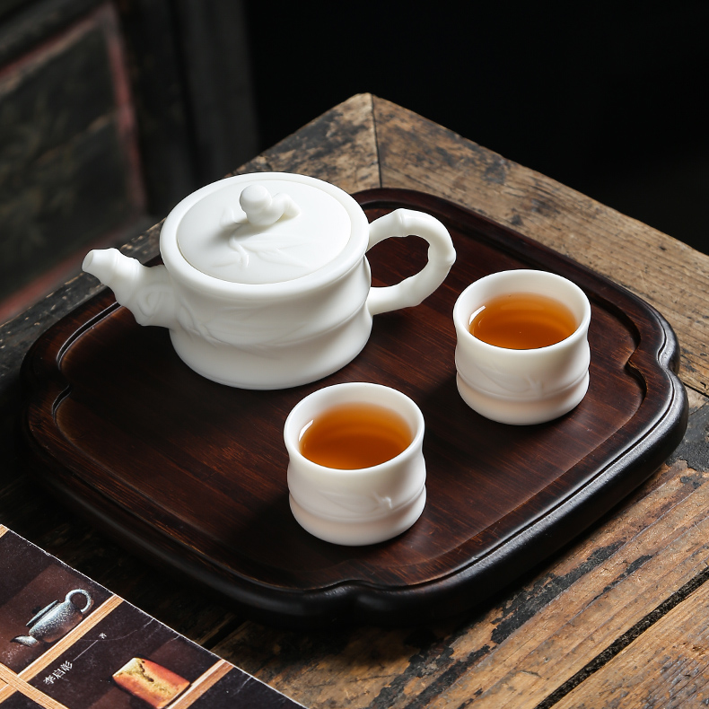 Leopard lam, master CPU single CPU dehua white porcelain its bamboo cup sample tea cup biscuit firing suet jade ceramic kung fu tea set