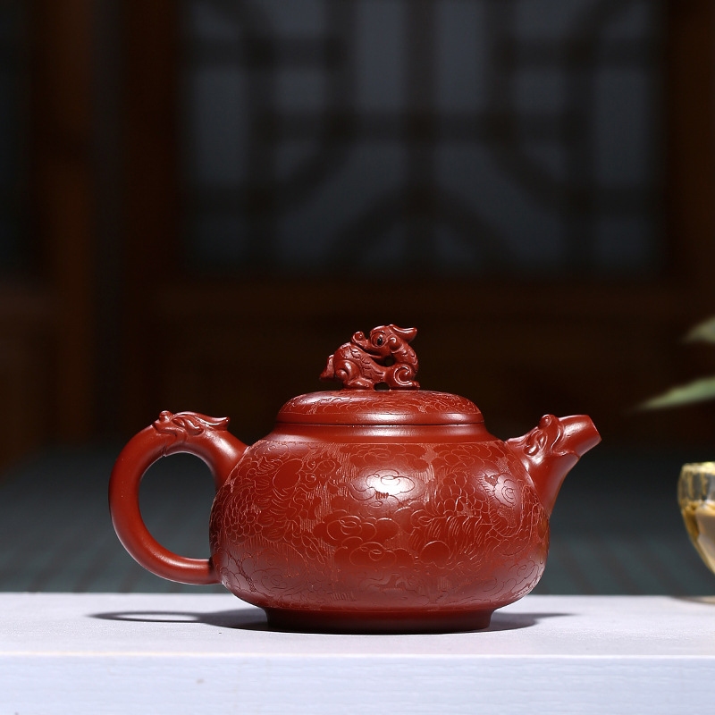 Leopard lam, authentic undressed ore dahongpao carved dragon it manufacturers all hand custom tea set a undertakes the teapot