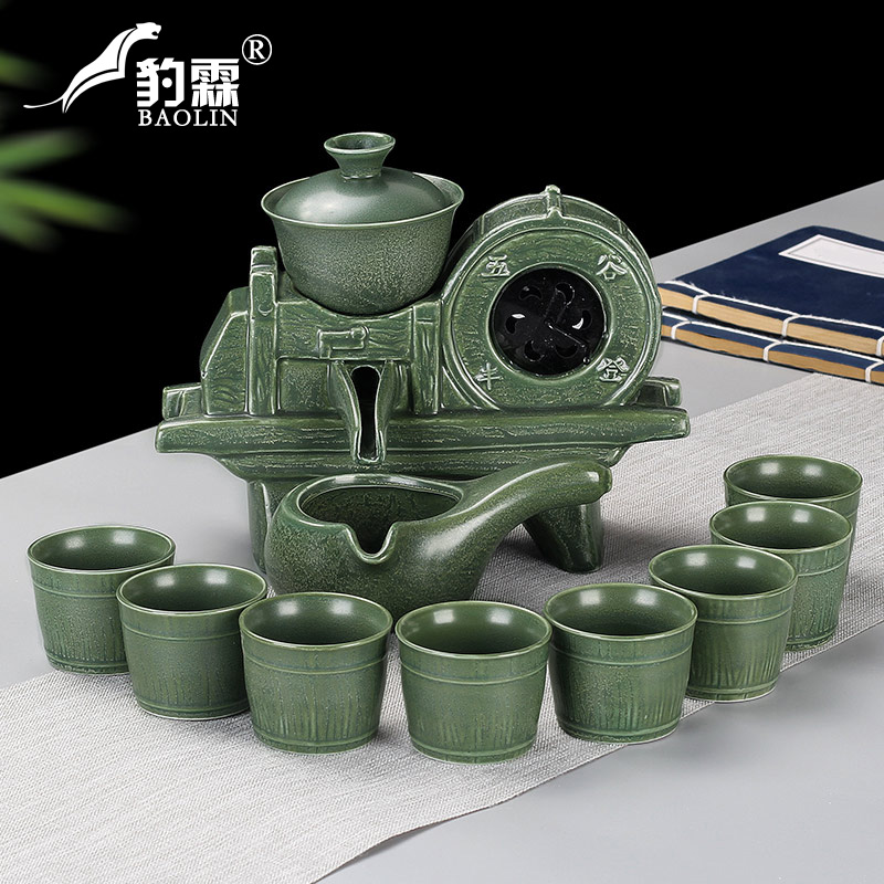 Creative semi - automatic tea ware tea to implement lazy all kung fu tea set household storage is suing red porcelain teapot