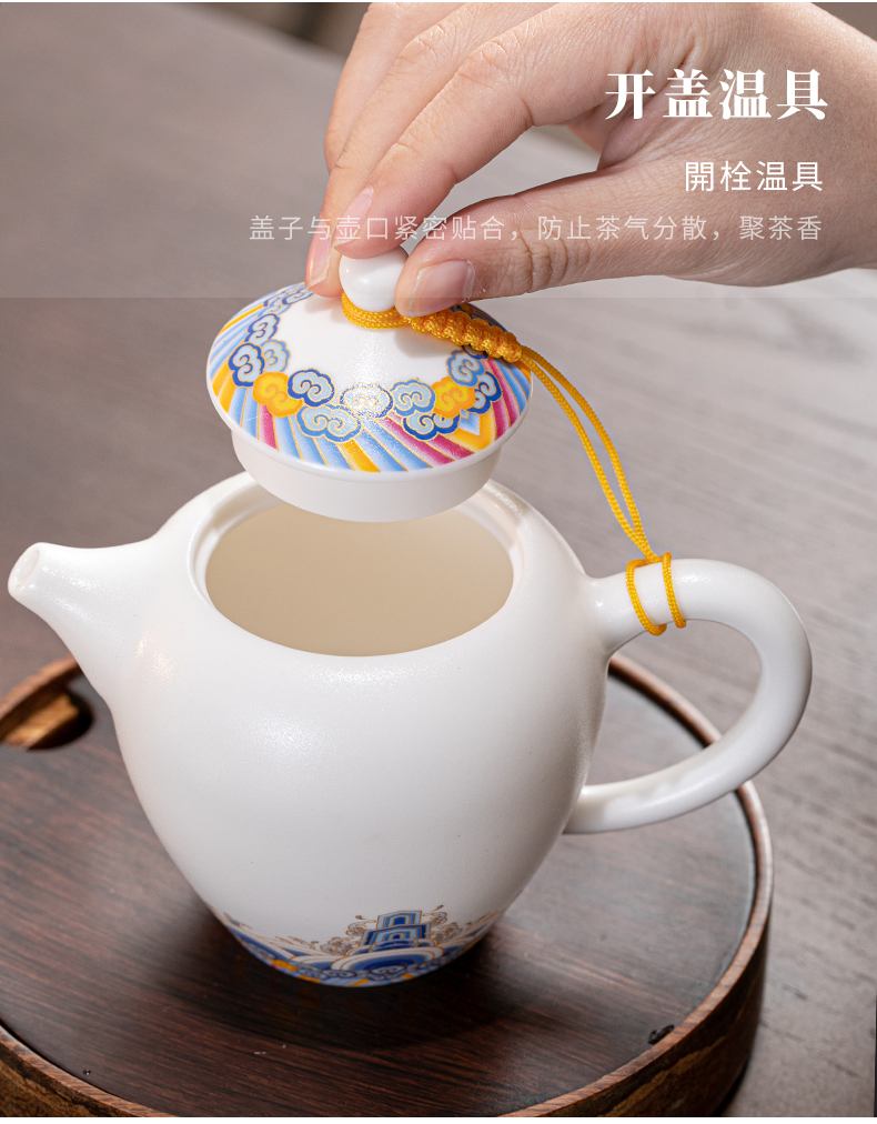 The early panther gold colored enamel ceramic teapot kung fu tea teapot household ball hole of a complete set of manual beauty pot