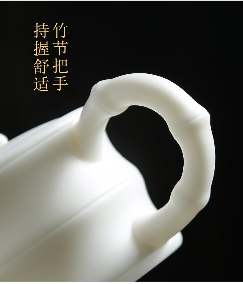 Leopard lam, master CPU single CPU dehua white porcelain its bamboo cup sample tea cup biscuit firing suet jade ceramic kung fu tea set