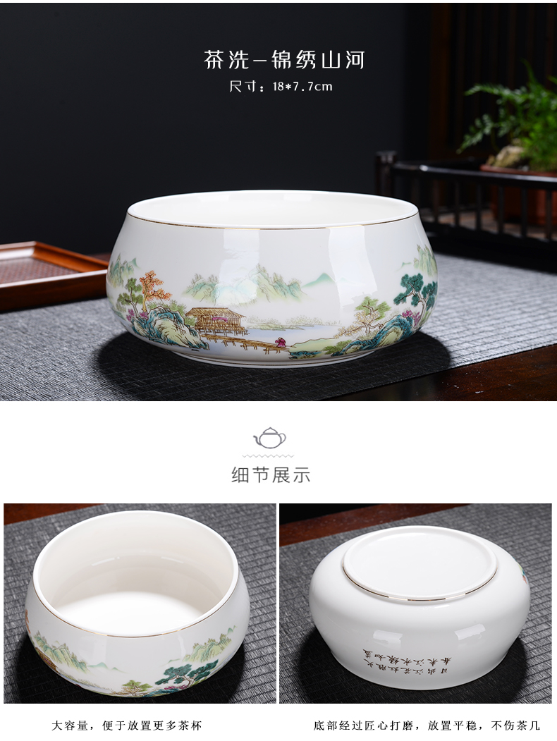 Leopard lam suet jade white porcelain tea set of the pot of tea tureen side sea) checking household gifts tea set