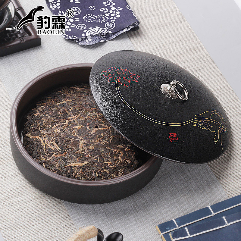 Leopard lam, pu - erh tea box box tea cake home caddy fixings ceramic seal pot store tea POTS and POTS