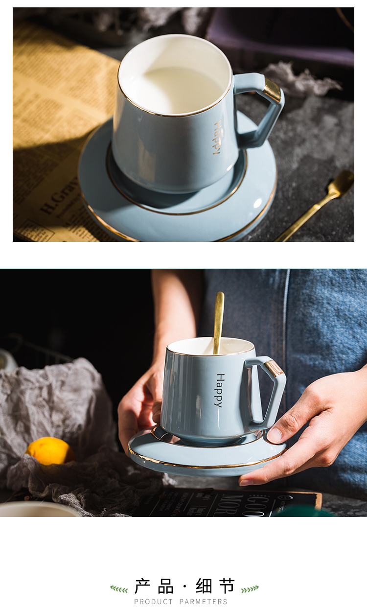 The early panther glass ceramic keller cup couples with cover spoon coffee cup contracted household gifts gifts men and women