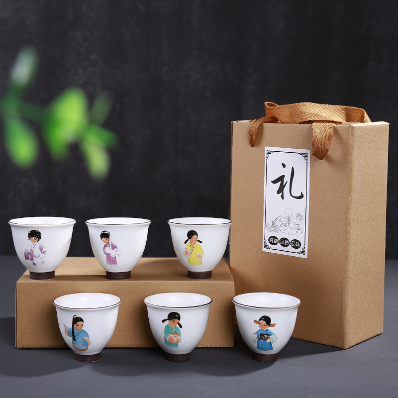 Leopard an box 6 pack kung fu tea cups of jingdezhen ceramic tea set, cup sample tea cup household ipads China porcelain