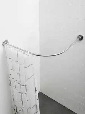 Thickened shower curtain set punch-free telescopic curved shower curtain rod powder room hanging curtain Bathroom partition curtain waterproof