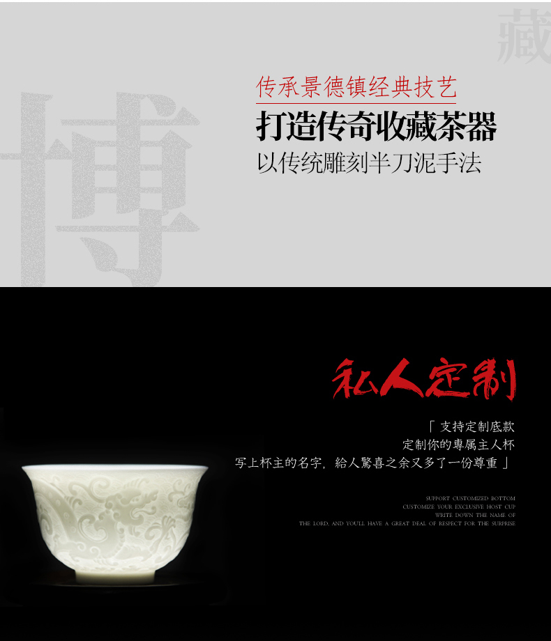 Clock home trade, one cup of jingdezhen ceramic cups manual tea set porcelain sample tea cup cup single CPU kung fu master