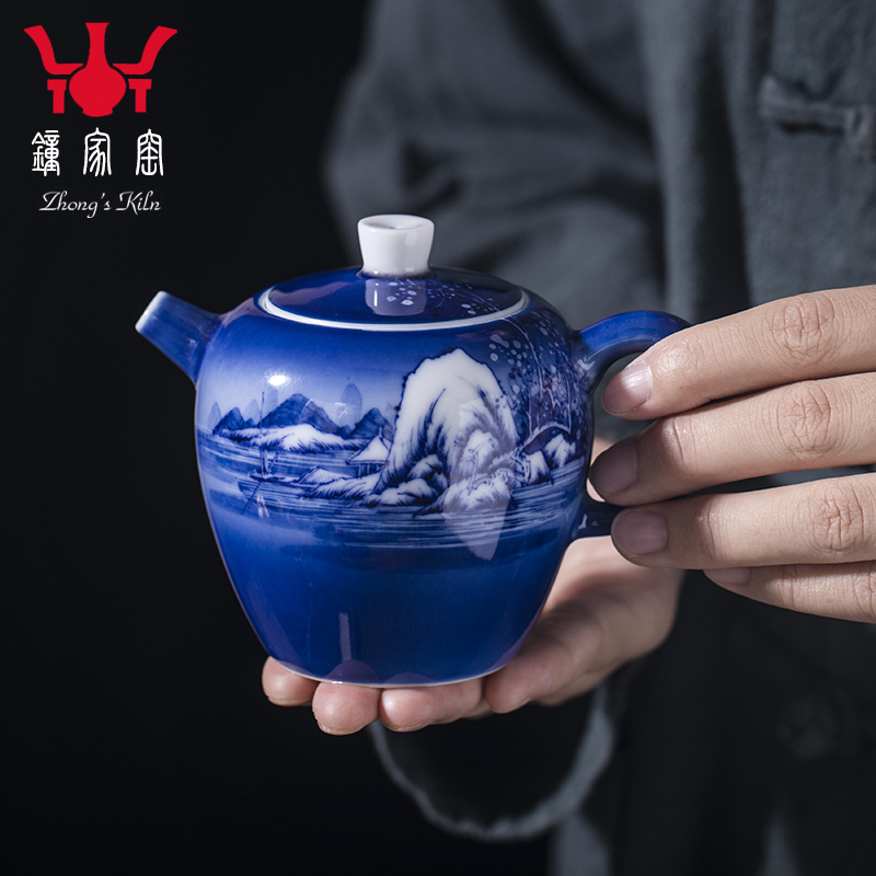 Clock home up with jingdezhen ceramic teapot manual hand - made porcelain kung fu tea set single pot wheel pot teapot