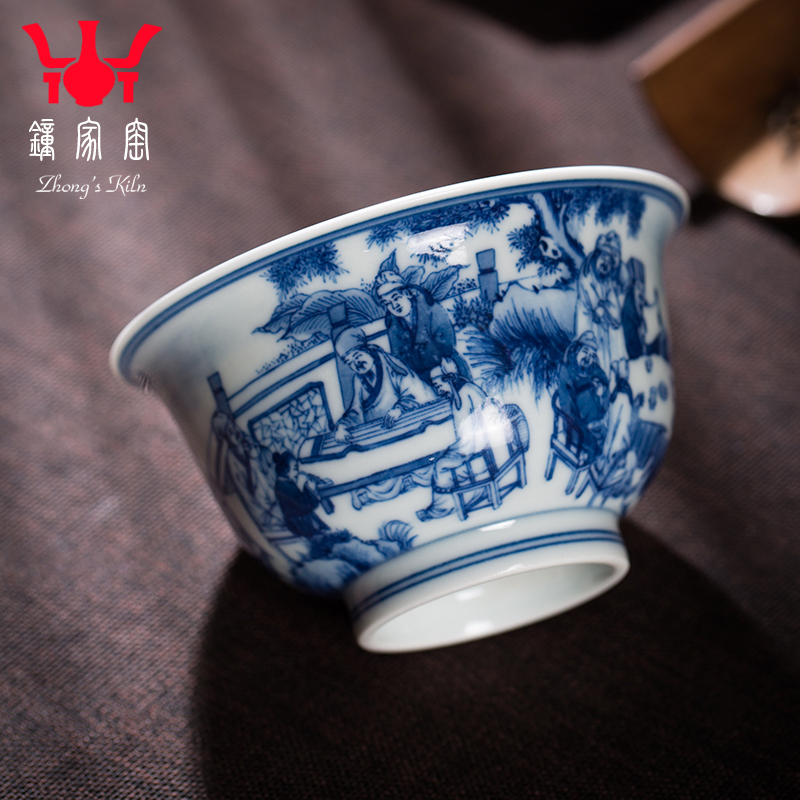 Clock home trade, one cup of single CPU bachelor of jingdezhen blue and white porcelain cup pure manual maintain figure 18 ceramic cups