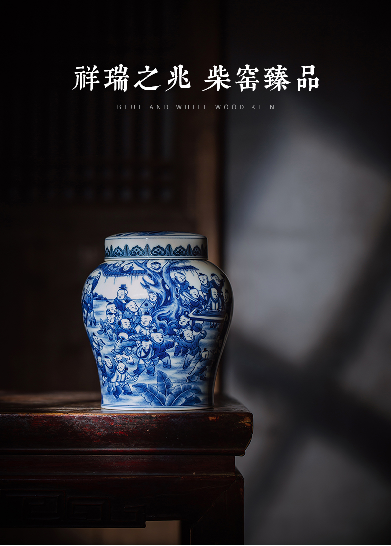 Clock home up ceramic tea pot home jingdezhen porcelain maintain figure figure POTS sealed jar hand - made the ancient philosophers