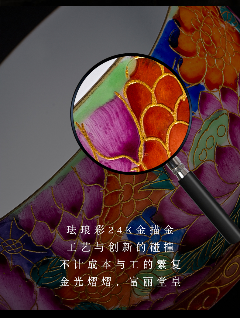 Clock home up jingdezhen kung fu tea bowl hand - made enamel wire inlay master cup single CPU peony lotus cup by hand