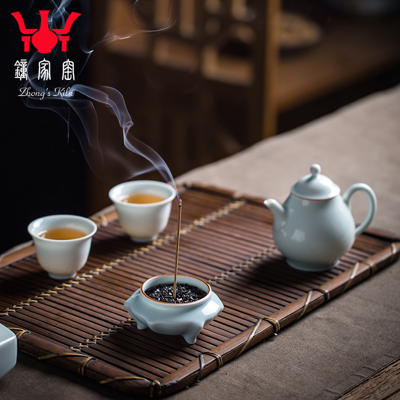 Clock home up with jingdezhen ceramic cups tea set kung fu crack BeiYing green tea canister censer a pot of two cups