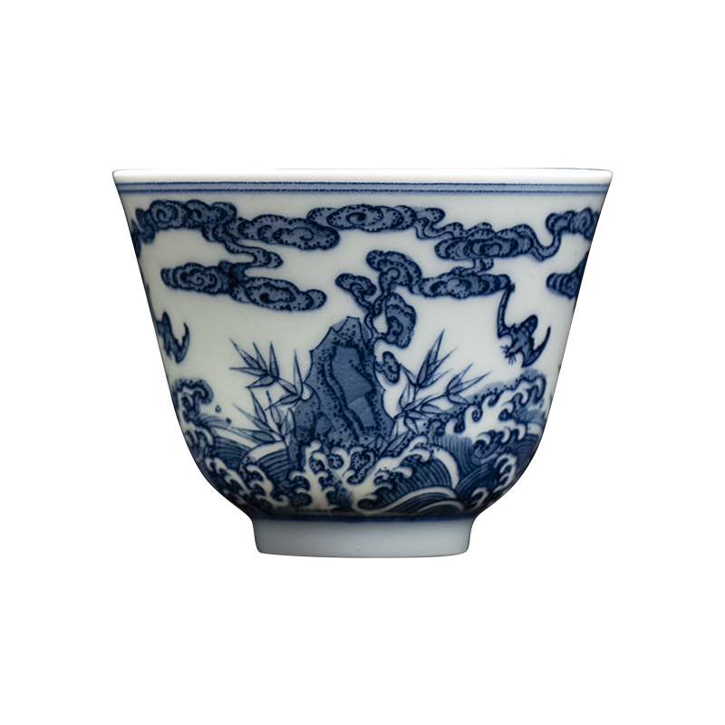 Bell up collection level hand made antique blue - and - white porcelain maintain fukuyama ShouHai glass ceramic sample tea cup a single master