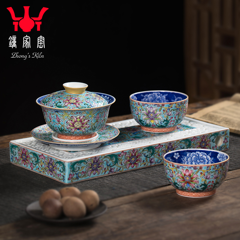 Clock home up with jingdezhen ceramic tureen bowl with a single hand colored enamel large with cover to cup tea bowl