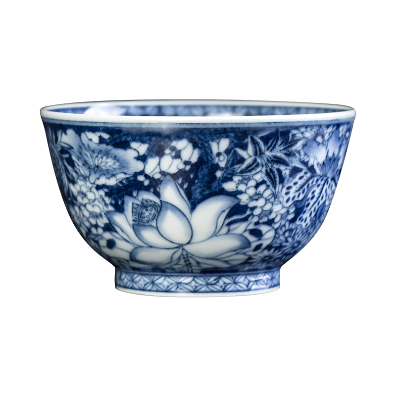 Clock home trade, one cup of cup single master cup jingdezhen blue and white flower is manual hand - made from the small bowl