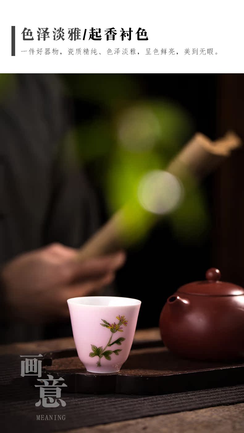 Small clock home up jingdezhen porcelain cups hand - made pastel by patterns cup single master sample tea cup bowl