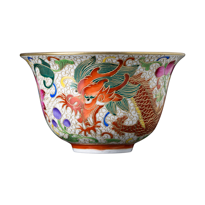 Clock home up hand - made dragon grain kung fu master cup single CPU wire inlay enamel cup boutique jingdezhen tea by hand