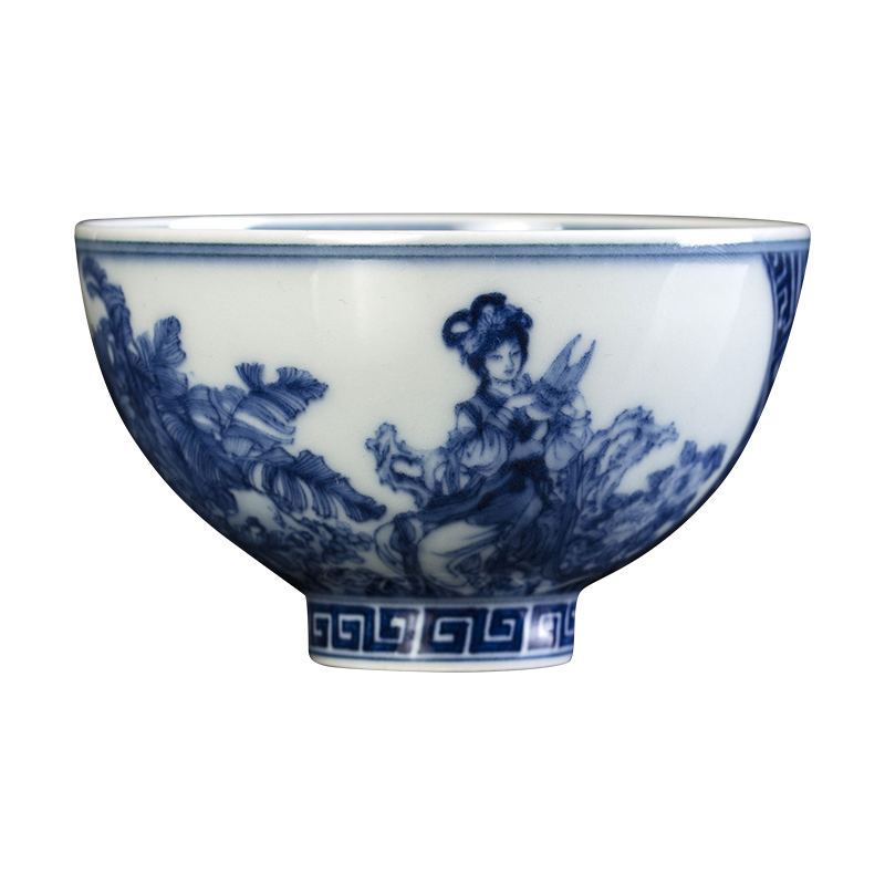 Clock home trade, one cup of single CPU jingdezhen blue and white porcelain teacup maintain characters had kung fu tea cups individual cup