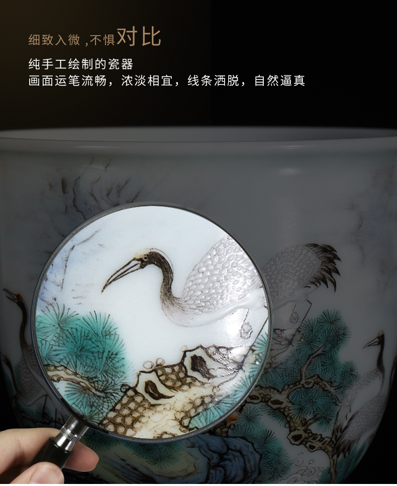 Clock home trade, one cup of single CPU jingdezhen high - end colored enamel pine crane took sniff ceramic cups sample tea cup