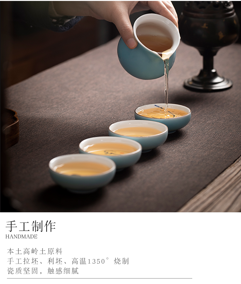 Clock home kung fu tea set yourself see colour glazed household contracted and I tea cup tureen jingdezhen tea art is the living room