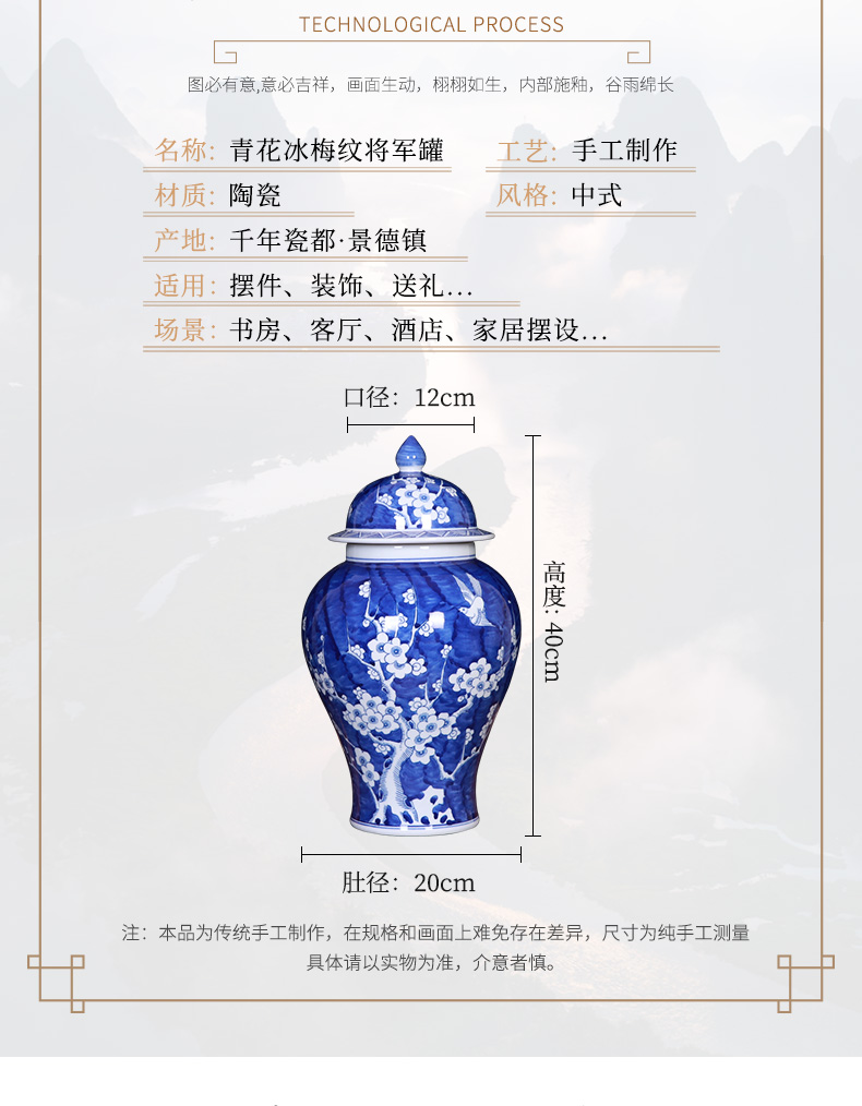 Porcelain of jingdezhen ceramic general canister of large vase flower arranging large sitting room home furnishing articles