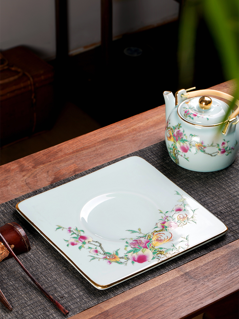 Clock home up enamel see kung fu tea set 6 piece have the teapot tea tray was a visitor of a complete set of jingdezhen tea service office