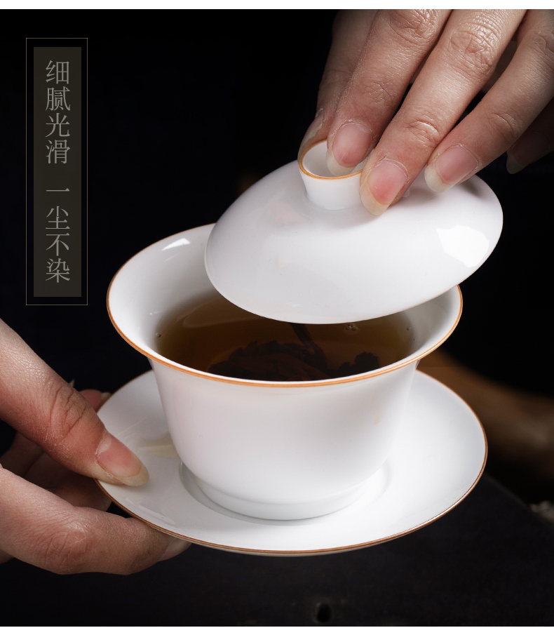 Clock home up with pure manual tureen jingdezhen porcelain cups of a complete set of kung fu tea set three to make tea tureen large bowl