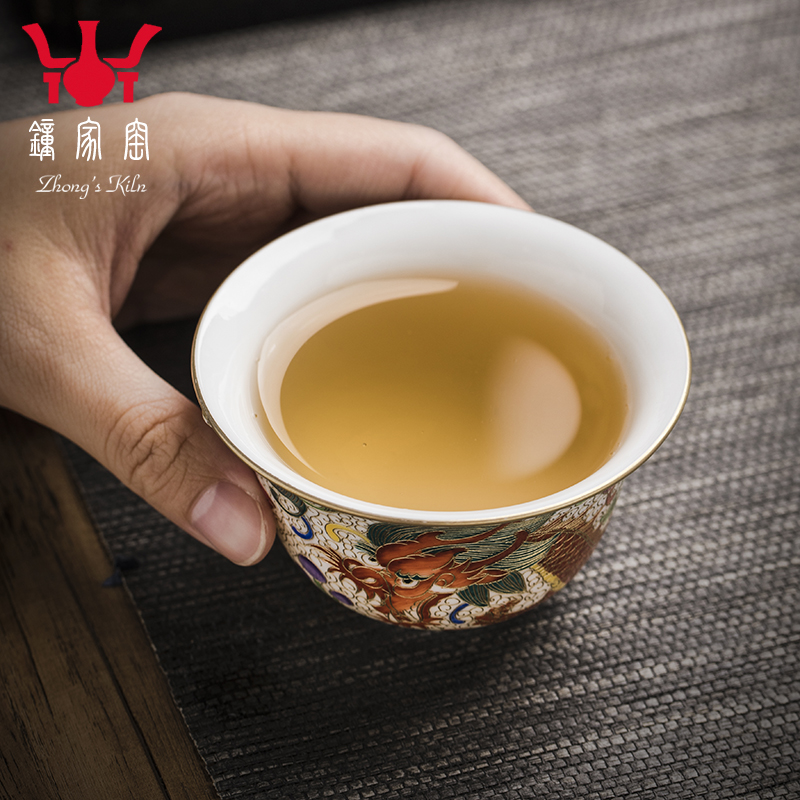 Clock home up hand - made dragon grain kung fu master cup single CPU wire inlay enamel cup boutique jingdezhen tea by hand