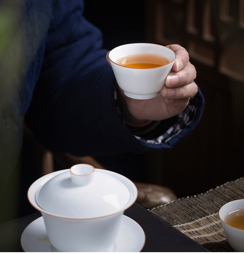 Clock home up with pure manual tureen jingdezhen porcelain cups of a complete set of kung fu tea set three to make tea tureen large bowl