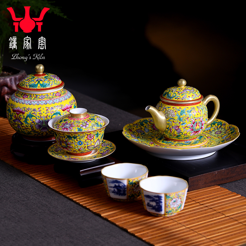 Ceramic Clock home high - end up with jingdezhen manual hand - made colored enamel teapot single pot teapot kung fu tea set the teapot