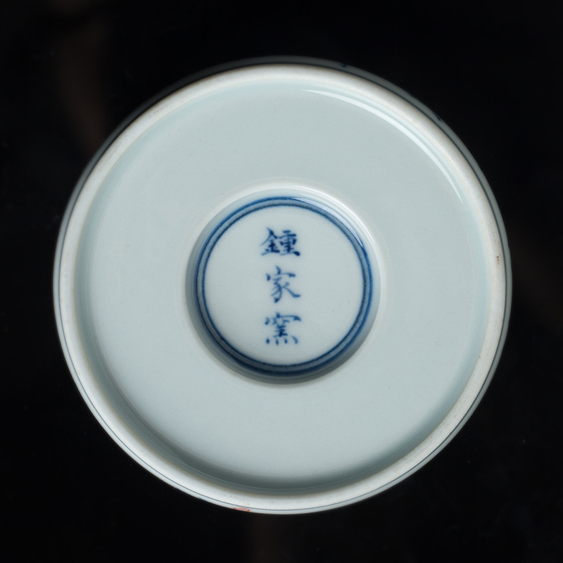 Clock home blue and white porcelain up cover rear hand - made tong qu maintain characters cover jingdezhen kung fu tea accessories cover holder frame