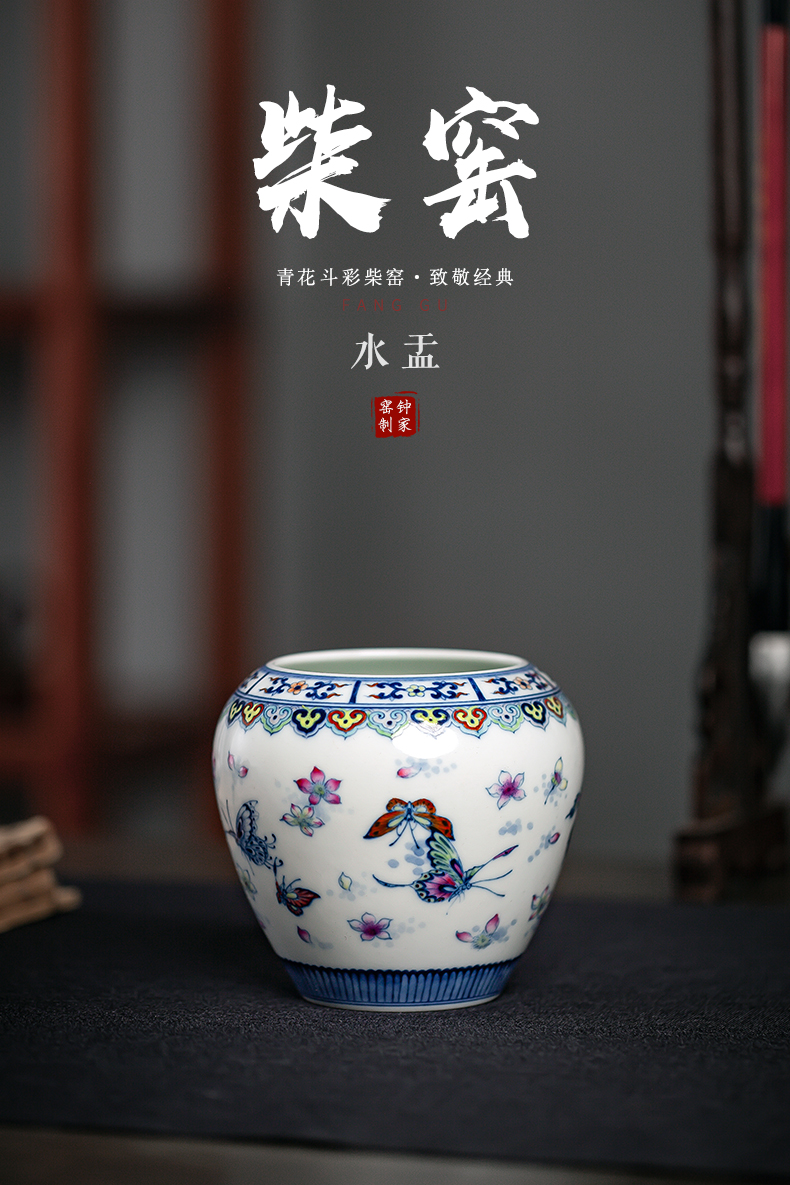 Have blue and white color bucket tea wash to household ceramics up water jar is large kung fu tea accessories XiCha writing brush washer cylinder device