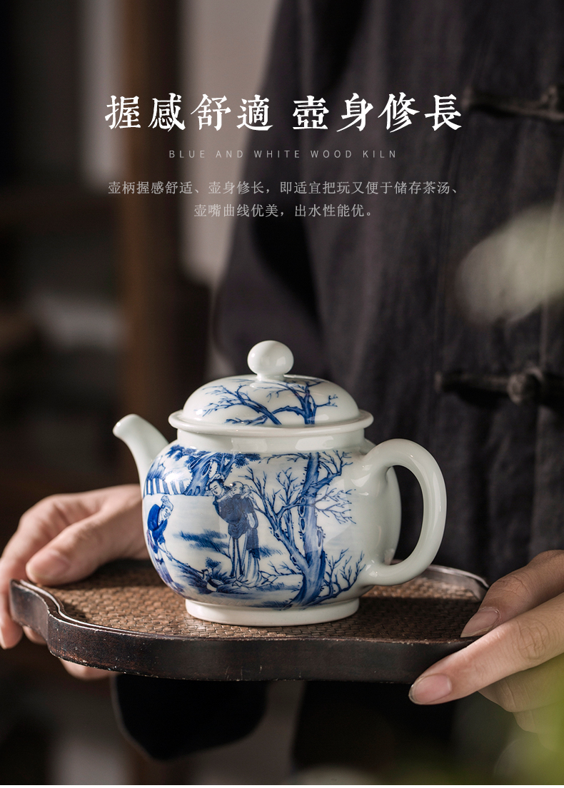 Clock home up jingdezhen blue and white maintain manual hand - made ceramic teapot kung fu tea set single pot small porcelain teapots