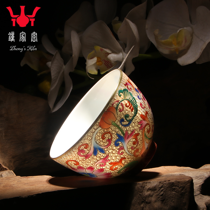 Clock home up with pure manual wire inlay sample tea cup jingdezhen kung fu tea set small single CPU colored enamel individual CPU master CPU