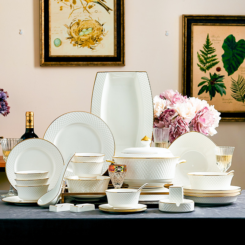 The composite Ceramic dishes suit high - end ipads porcelain tableware household contracted Europe type bowl chopsticks dishes key-2 luxury 68 dresses