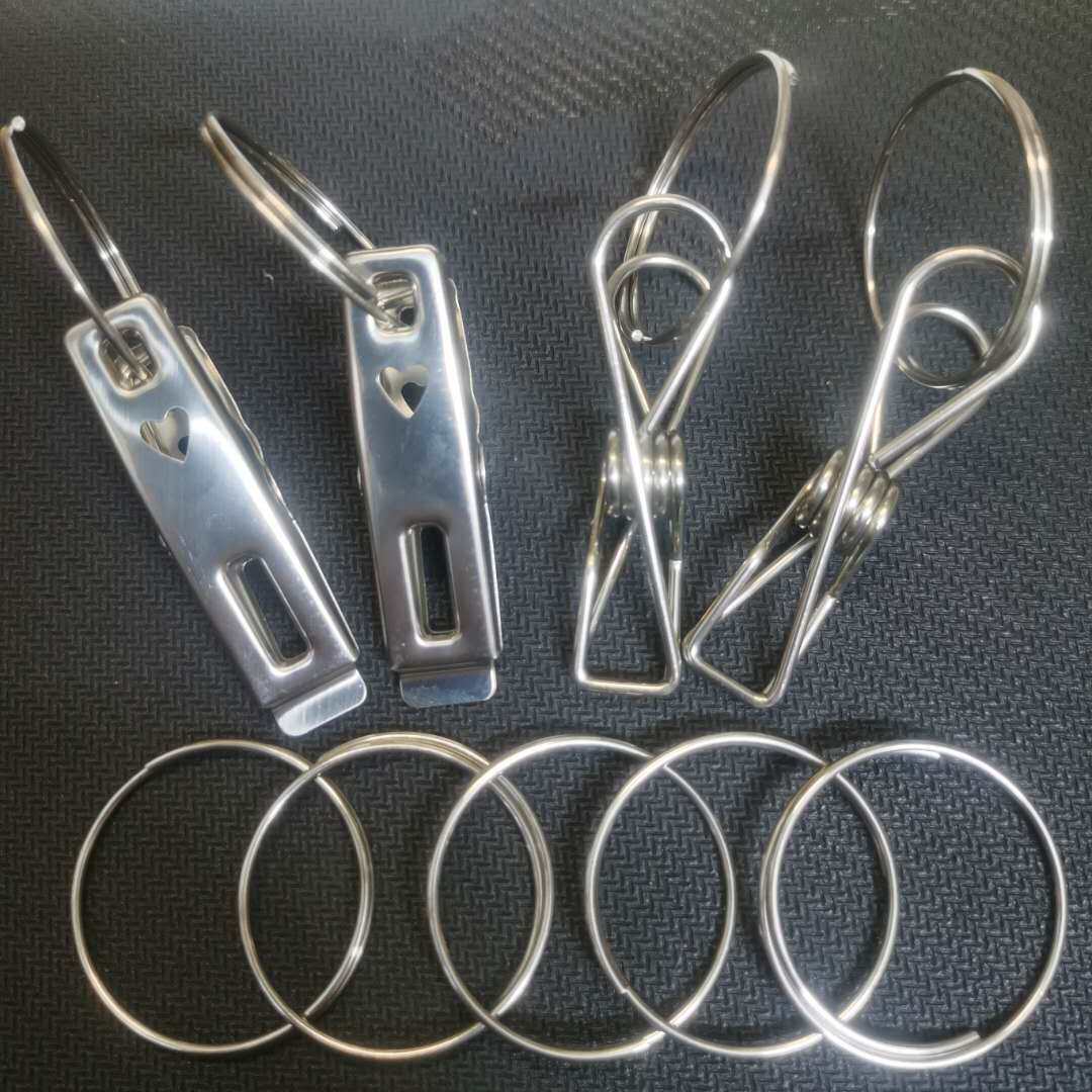Stainless steel wire clamp multifunction small clip steel ring socks sunning clip clothespin and door and window curtain clamp snacking closure clip