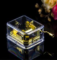 Transparent hand-cranked mini music box small and exquisite music box creative birthday gift for friends children classmates