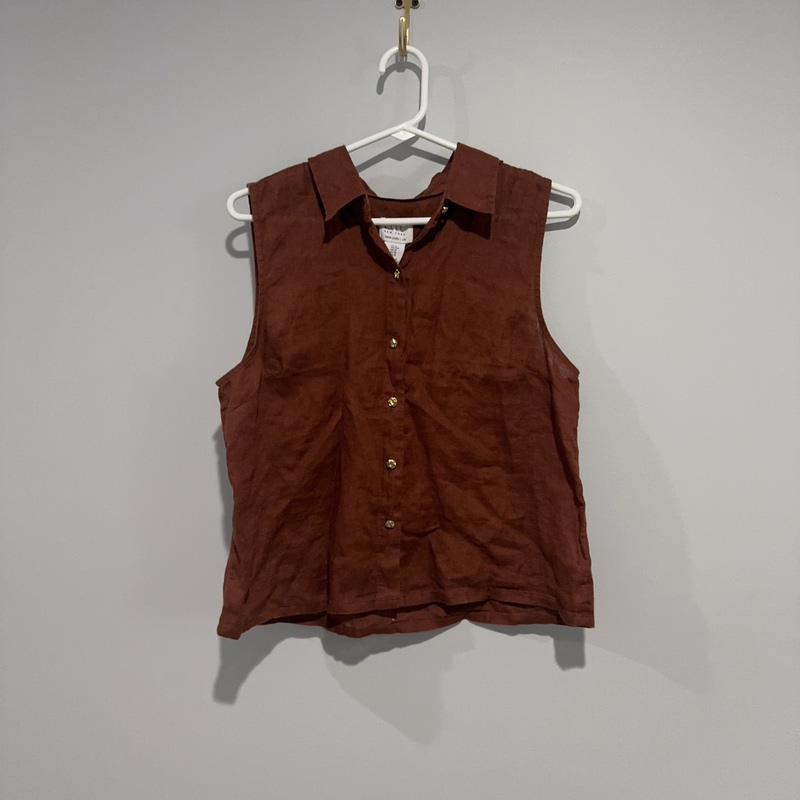 Direct Shipping from the Usa, Minor Color Variations Are Not Returnable or Exchangeable. Tahari Coffee-Colored All-Linen Vest m 825 Direct Shipping from the Usa, Minor Color Variations Are Not Returnable or Exchangeable. Tahari Coffee-Colored All-Linen Vest m 825