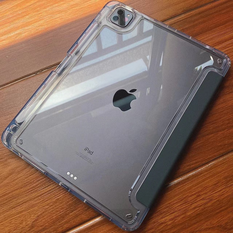 New Acrylic High-Transparency iPad Pro Anti-Bending 2022 Suitable for 2024 Apple Tablet Air4/5 Protective Case 10.9/11/12.9 Mini 6 Protective Cover Y Foldable with Pen Slot Hard Case