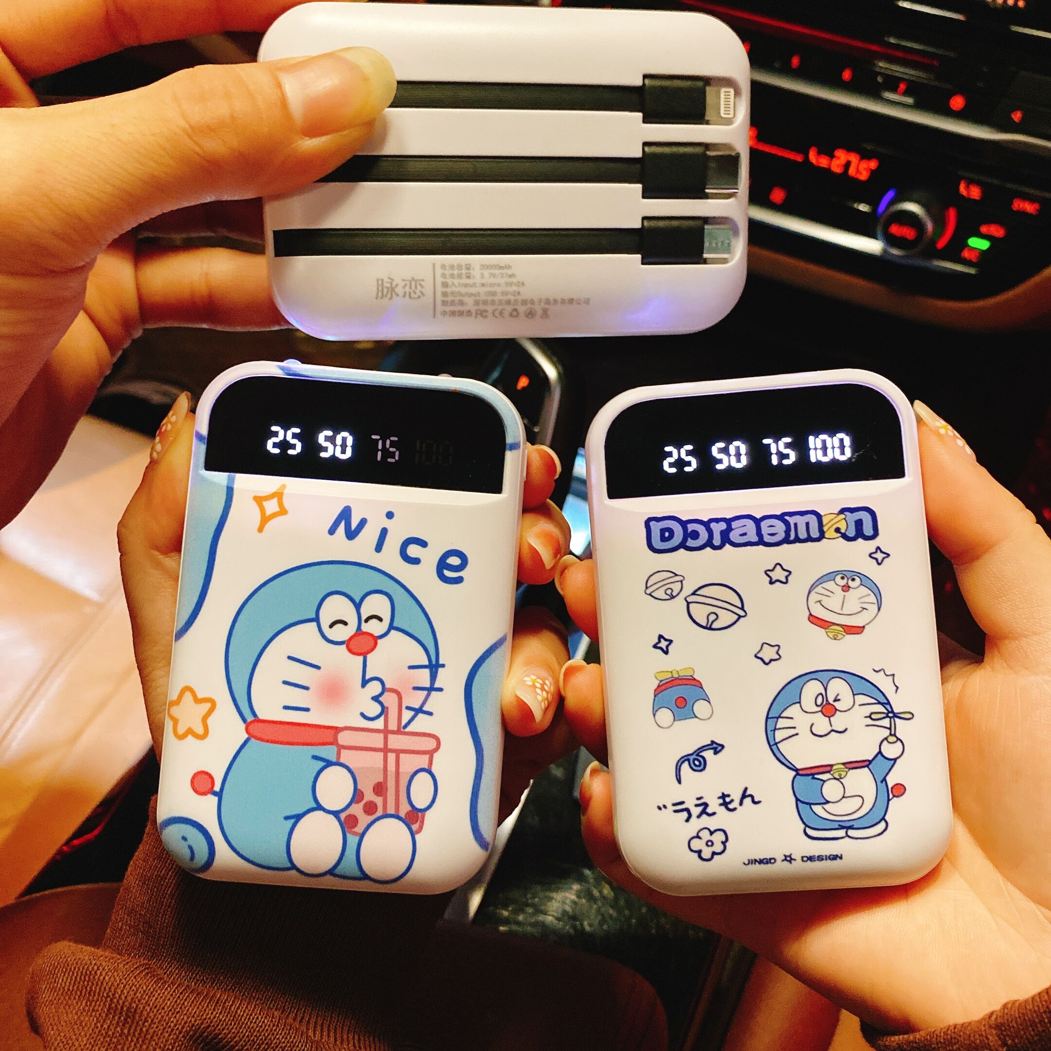 Lovely self - tape mobile charging capacity of 20,000 mA mini - compact and portable fast charge and cute action power supply