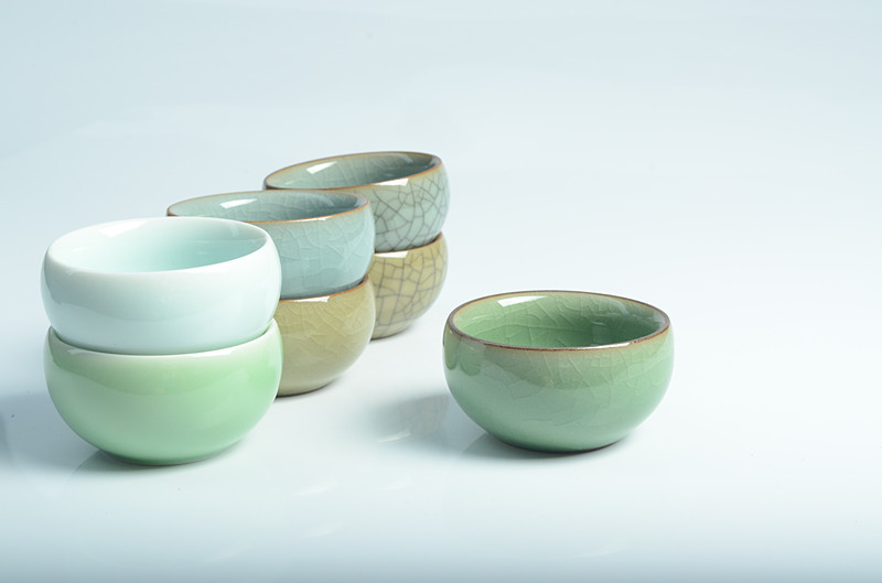 Longquan Celadon Kung Fu Teacup Chén gốm Cup Kung Fu Bộ tách trà đơn Cốc rượu thủy tinh 盏 bộ ấm trà đẹp giá rẻ