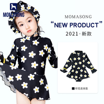 Momasong Children Swimsuit Girl Baby Conjoined Cute Swimsuit CUHK Child Long Sleeve Sunscreen Skirt Style Swimsuit