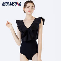 Momasong Swimsuit Women Summer Conjoined Truffle Backparagraph 2021 New Fashion Seaside Sexy Swimsuit Fairy Fan