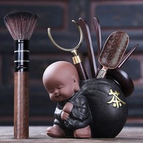New luxury tea set accessories six gentlemen kung fu copper suit purple sand tea pet ornaments Chinese ebony tea ceremony